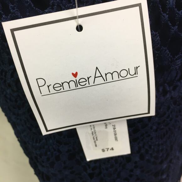 Premier Amour Lace Halter Dress Navy 10 - Picture 12 of 16